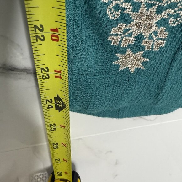 NWT Sundance "Spice Route" Embroidered Wide Leg Viscose Pants Sz M Teal $118 - Picture 8 of 15